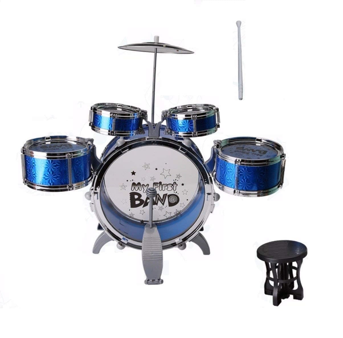 Jazz Drum Set Big Size Musical Drum Set with 5 Drums, Cymbal and Chair Musical Toy-image-12