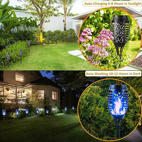 Solar Lights Outdoor Garden, 8 Pack Solar Flame Lights LED Warm Flickering Flames Waterproof Solar Torch Lights Garden Ornaments Landscape Lighting Auto On/Off for Pathway Yard Patio Decoration (Warm) - Image 3