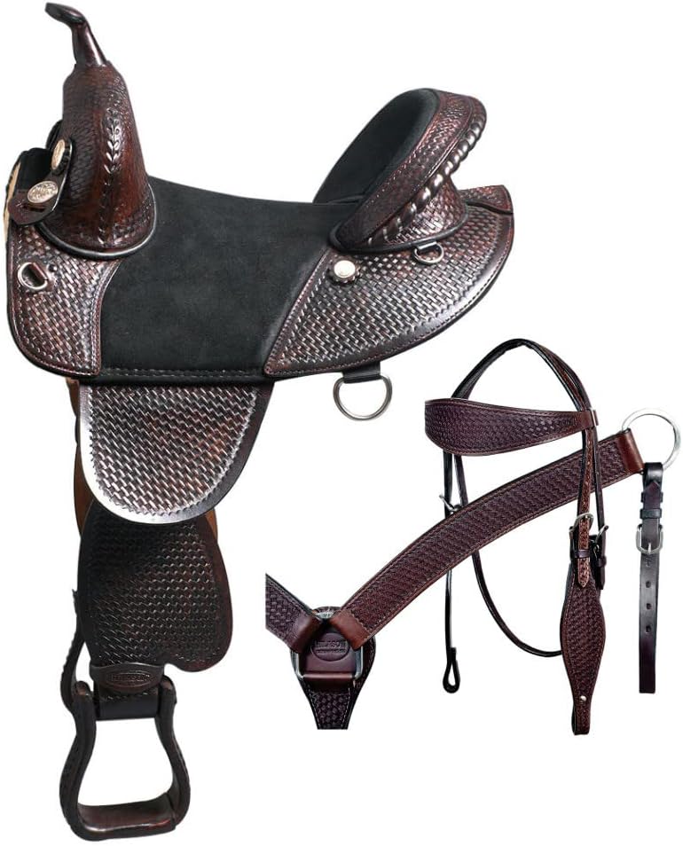 HILASON Western Horse Saddle Treeless American Leather Trail Barrel Tack | for Horses