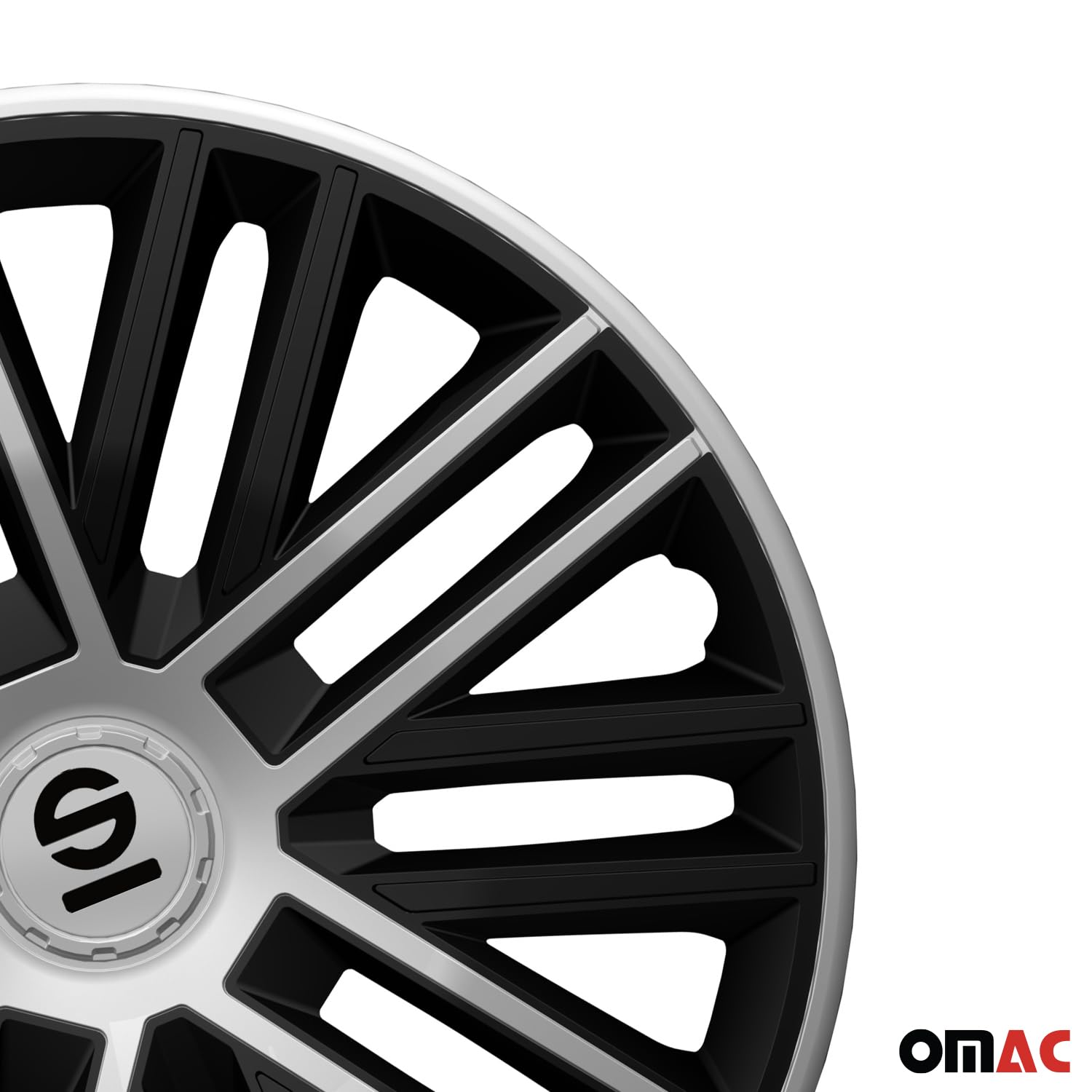 SPARCO Enjoliveurs 16'' pouces Cap De Roue Jeu Enjoliveur Auto noir argent SPC1685BKSV