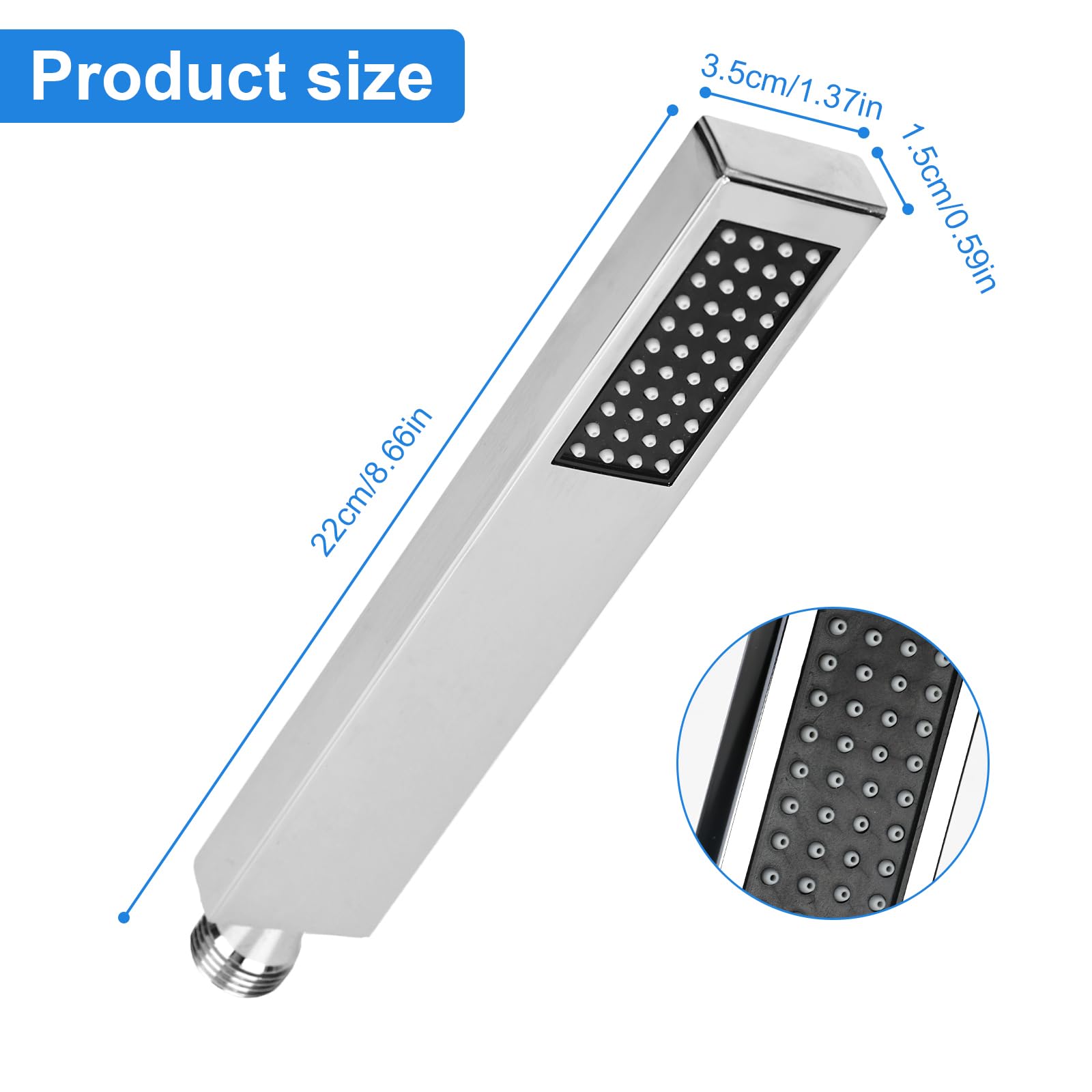 YYTECH Handheld Shower Head High Pressure Shower Solid Brass Square Shower Head with Handheld Sprayer Chrome Universal Hand Shower - Image 2
