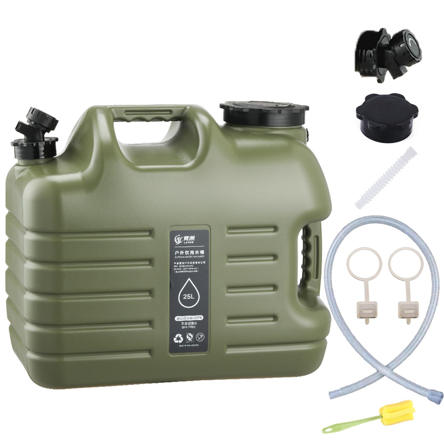 Sparkstarses Camping Water Container,25L Water container with tap, Two Handle Portable Water Carrier Bucket, Water Storage Tank for Outdoor Camping Fishing Party Van RV (25L) — image 1