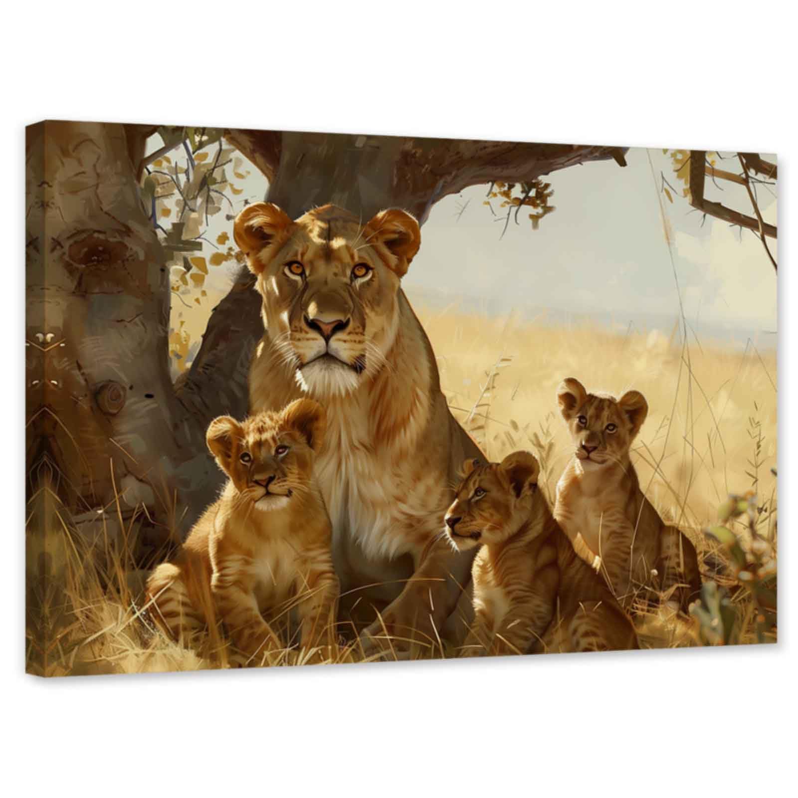 Lioness And 2 Cubs Canvas