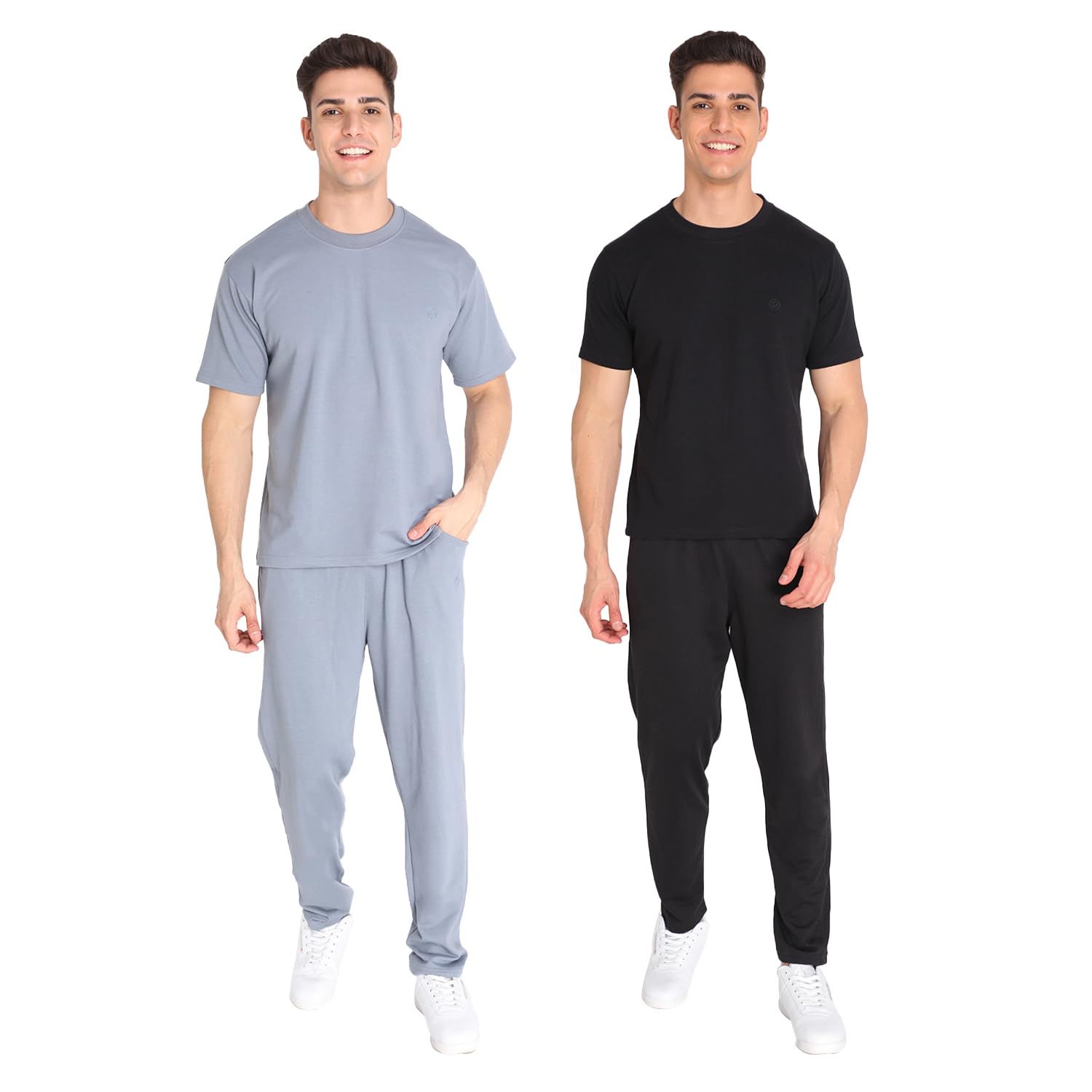 CHKOKKO Men Solid Casual Summer Wear Coords Stylish Gents Cord Set Half Sleeves Latest Co Ord Track Suit Round Neck Western Co-ord Set