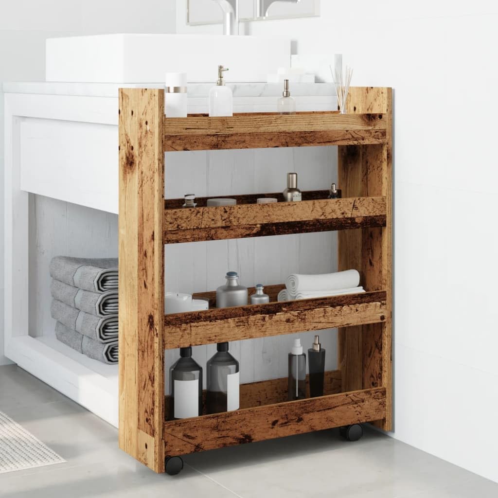 Fengshui Wózek do przechowywania, wąski, 4 poziomy, materiał drewnopochodny