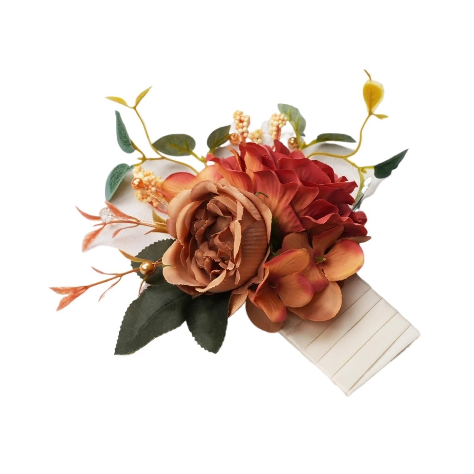 Hzomif Boho Artificial Flower Wedding Corsage 4pcs Uflower Orange Pocket Boutonniere Groom Groomsmen Guest Boutonniere for Wedding, Prom, Homecoming, Anniversary, Graduation