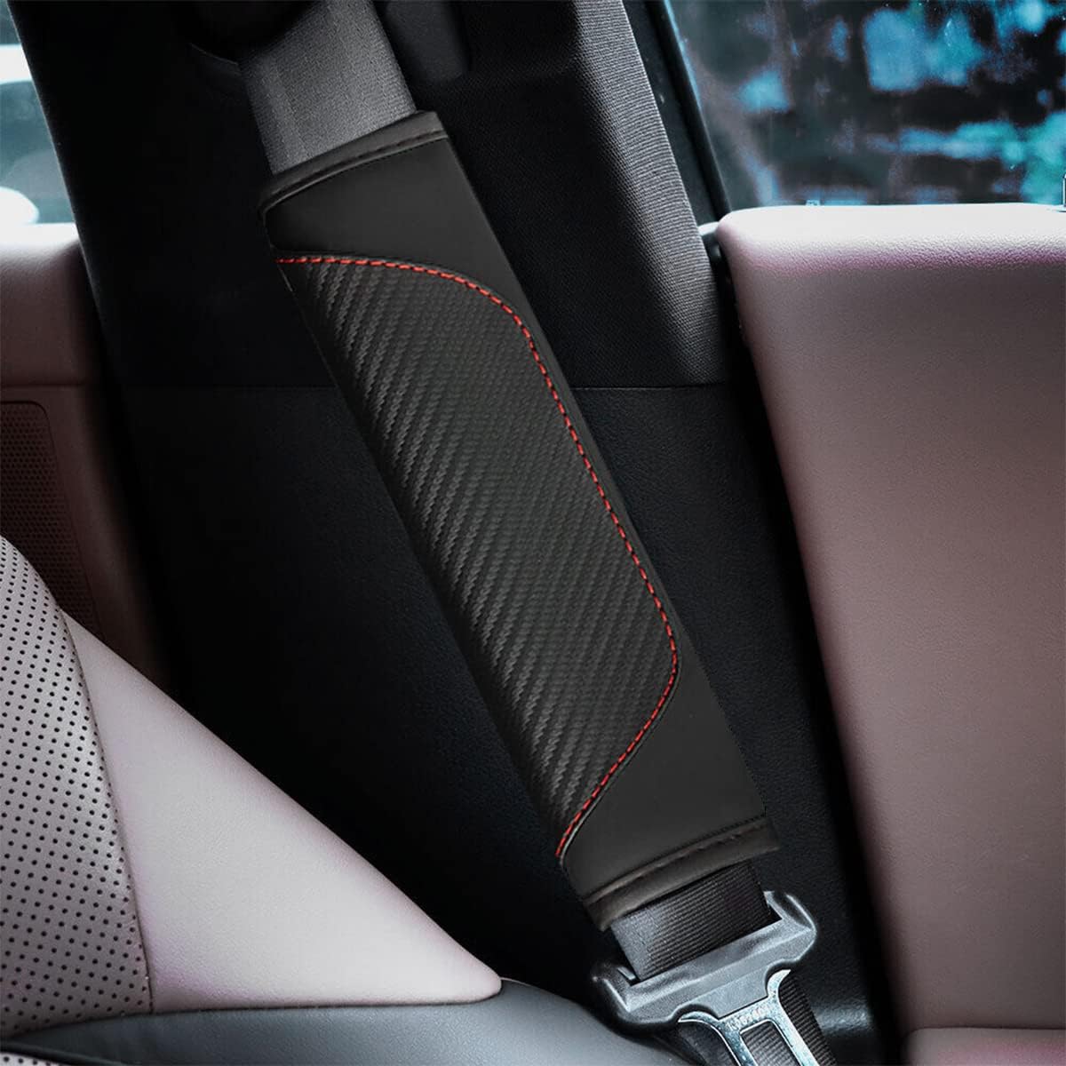 LIULAOGEN Seat Belt Shoulder Cover for MG MG4 EV 2022 2023, Comfort Harness Pads Car Seat Belt Pad Travel Seatbelt Cushion Car Interior Accessories,A-BLACK