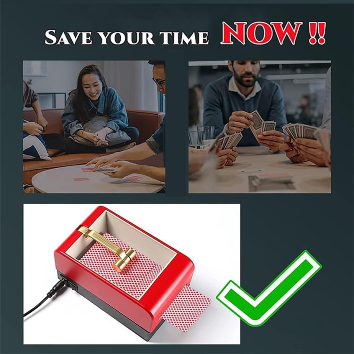 Automatic Card Dealer,360° Rotating Professional Card Shuffler,Portable Card Splitting Machine, Licensing Machine for 2-8 People Game,No Shuffle Function