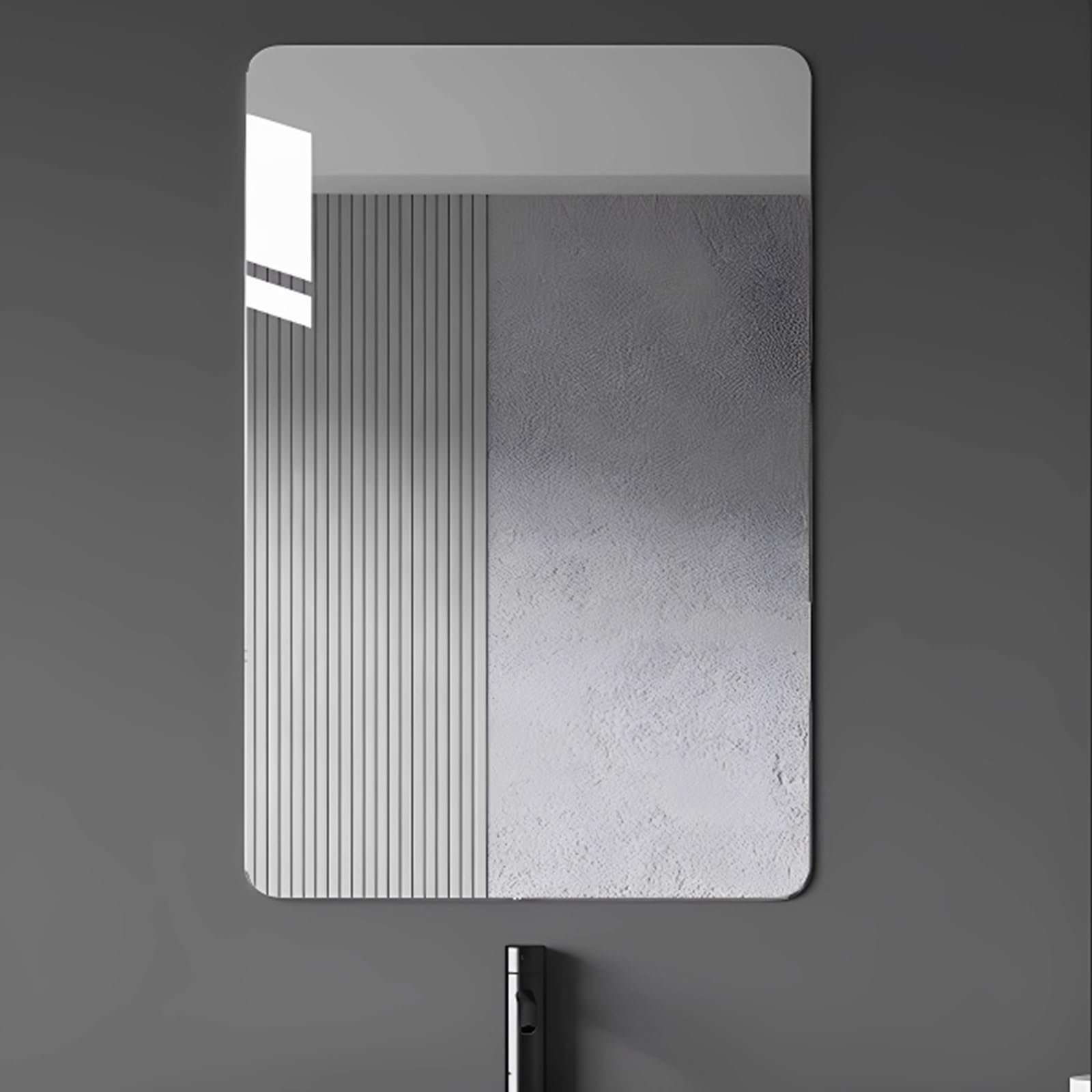 Spiegel Selbstklebend HD Glas Wandspiegel Ohne Rahmen, Badezimmerspiegel Kleben Rechteckig Badspiegel Ohne Bohren, Modern Deko Spiegel Klebespiegel(30 * 30cm)