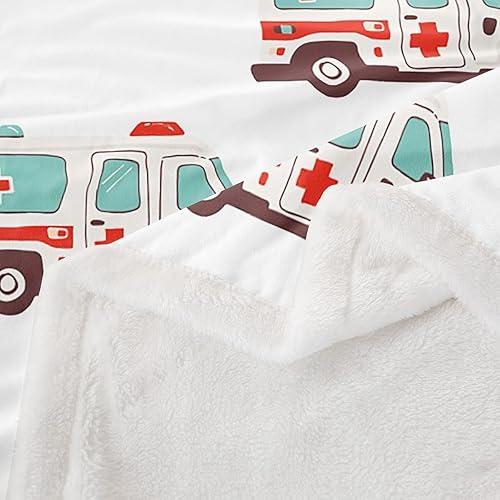 Miniatura 4 de Feelyou Manta de sherpa de ambulancia de dibujos animados para automóvil, manta de forro polar para decoración de automóvil, manta de microfibra de