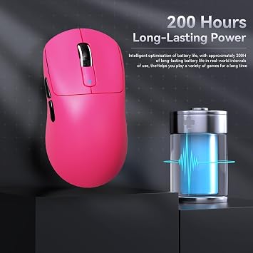 ATTACK SHARK X3 Superlight Kablosuz Gaming Mouse – 49g Ultra Hafif Fare, 26000 DPI PixArt PAW3395 Sensör, BT/2.4G/Kablolu Üçlü Mod, 200 Saat Pil Ömrü, PTFE Ayaklar, PC/Xbox/PS/Mac – Berry Red
