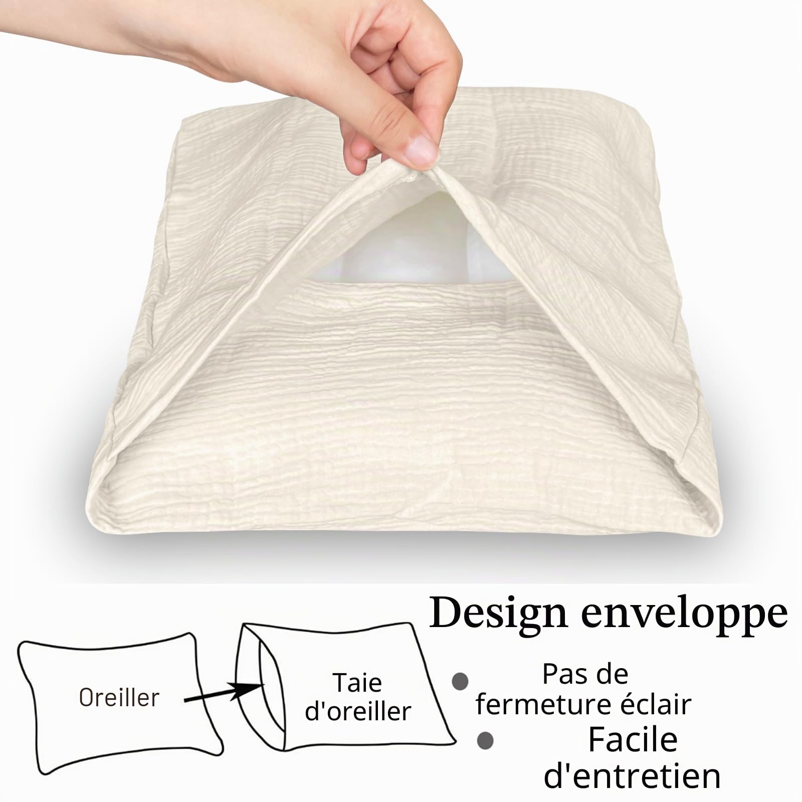 Winmany Taies d'oreiller en mousseline de coton pour tout-petits pour fille et garçon - Housse de coussin de voyage avec design enveloppe - Accessoires pour lit de bébé - Convient pour oreillers de 33