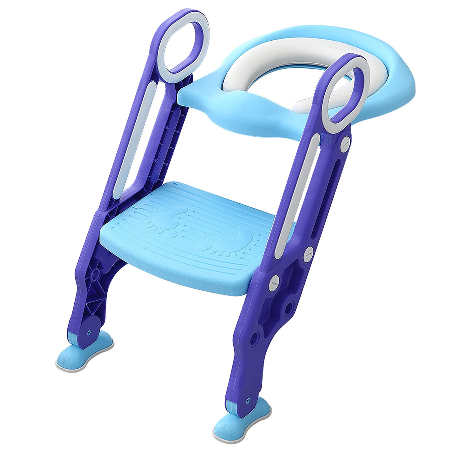 Riduttore Water Bambini Riduttore WC per Bambini con Scaletta Pieghevole per l'addestramento al Vasino,antiscivolo, resistente, design pieghevole e regolabile in altezza (Blu-Viola)