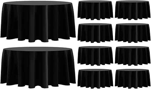 Mantel redondo de 70 pulgadas, paquete de 10 unidades, resistente a las manchas y lavable, mantel decorativo de poliéster para vacaciones, fiestas