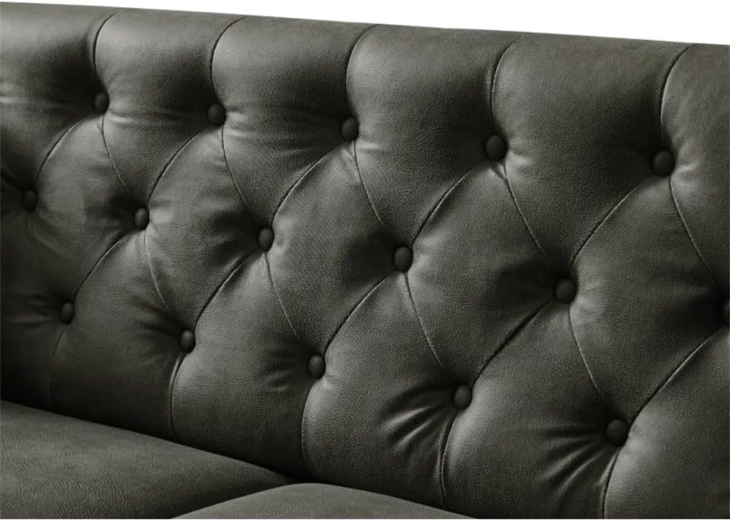 PU Leather Sofa Bed Loveseat 3P Seat Tufted Button Living Room Sofa