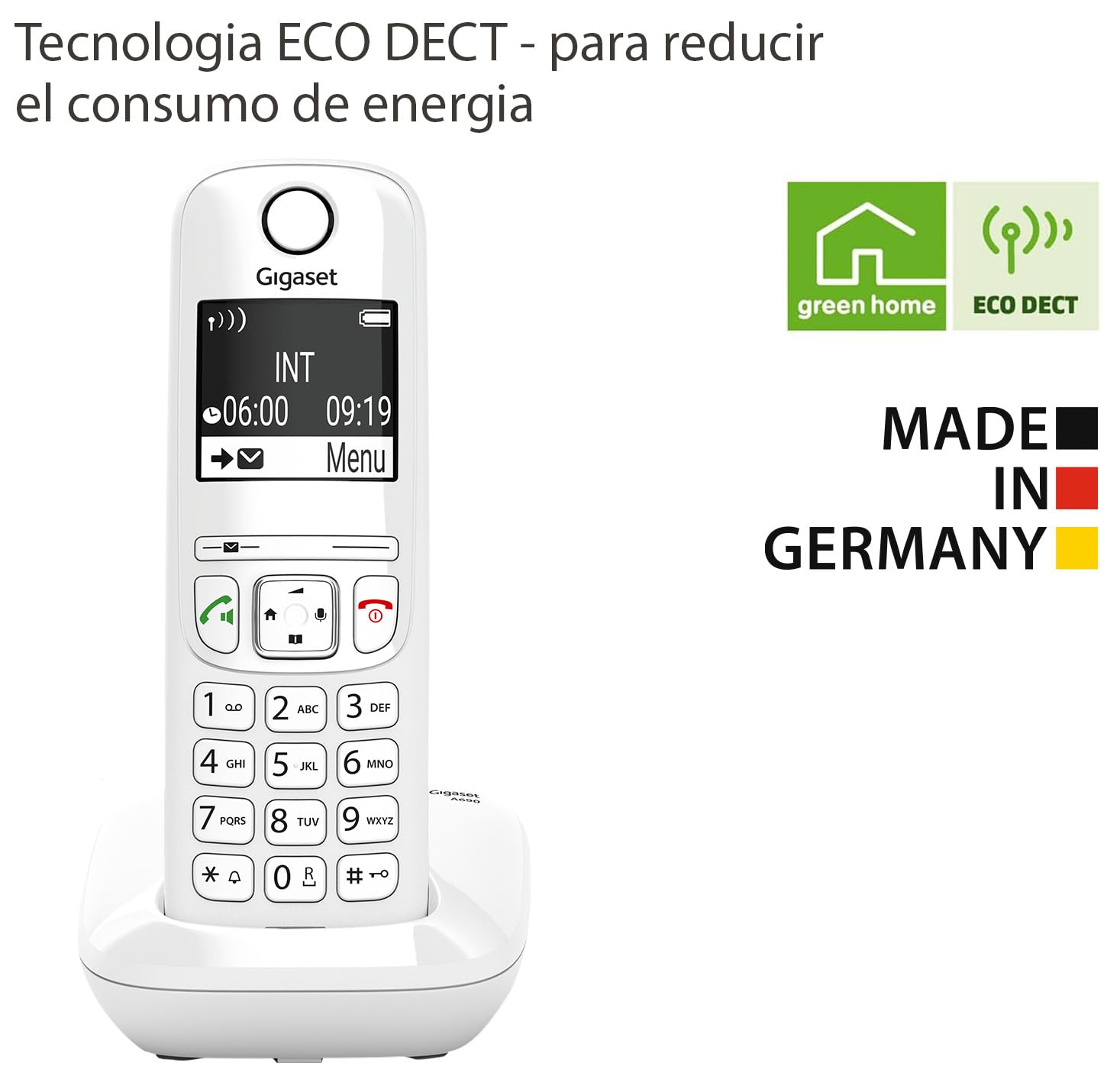 Gigaset AS690 - telefon bezprzewodowy, duży wyświetlacz graficzny, wysoka jakość dźwięku, regulowane profile dźwiękowe, funkcja głośnomówiąca, funkcja nie przeszkadza, biały