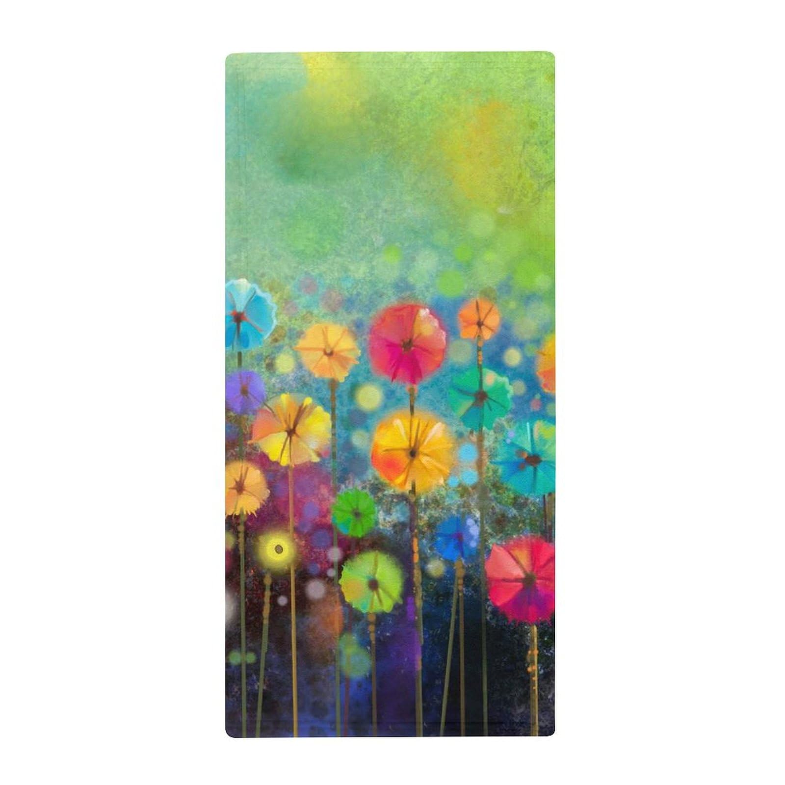 Seasonal Nature Spring Summer Flowers Pattern Coral Fleece Towel Fast Dry Super Absorbent Washcloths for Beach Bath Pool