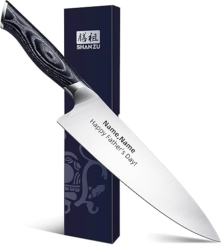 SHAN ZU Cuchillo de chef personalizable, 8 incn cuchillos de chef japoneses de acero súper afilados con mango ergonómico K133, práctico regalo del