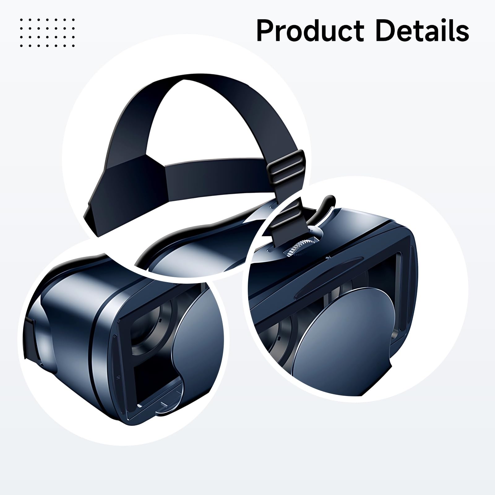 Casque VR Universel, lentilles filtrant la lumière Bleue, Sangle de tête réglable, Compatible avec téléphones 5 à 7 Pouces, 12,7 à 17,7 cm, Vision Grand Angle 120°, pour applis VR et Jeux