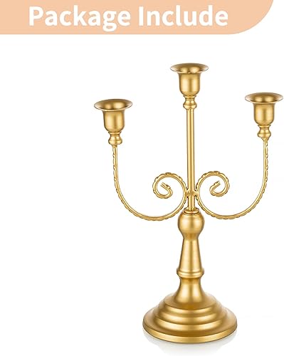 Miniatura 8 de NUPTIO Candelabros dorados para candelabros, soportes de metal para candelabros, centros de mesa, portavelas para velas cónicas, boda, fiesta de