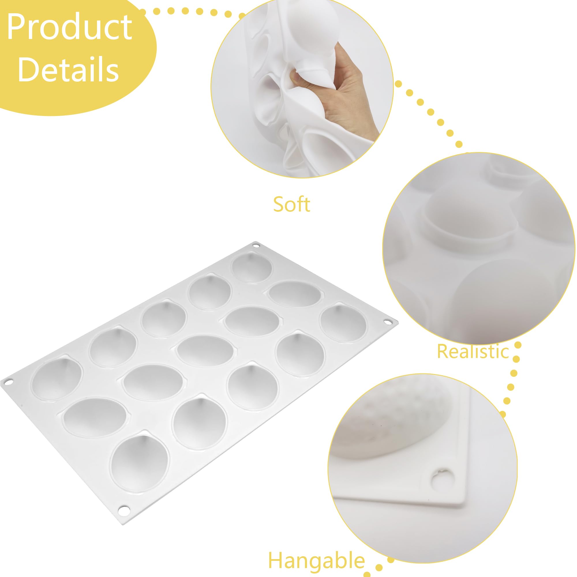 Moule à Gâteau Silicone En Forme De Citron – 6 Cavités, Résiste -40°C à 230°C, Pour Brownies, Mousses, Desserts