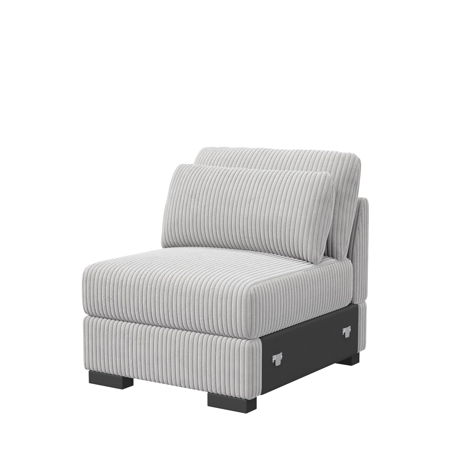 Corduroy Middle Seating Modular Sectional Couch Module Parts Convertible Modern Sectional Sofa Couch Accent Armless Chair, Removable and Washable Pillowcases,Grey