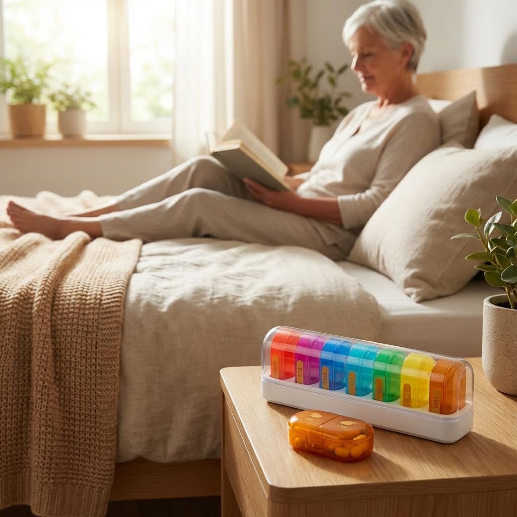 POPCUBE Weekly Medicine Organizer Box 7-Day 2 times a day, XXL Large Pill Organizer, Cute and Colorful Pillbox, Pill Organizer Box with Clear Lids for Vitamin, Medicine, Supplement, Fish Oil (Multicolor) 4