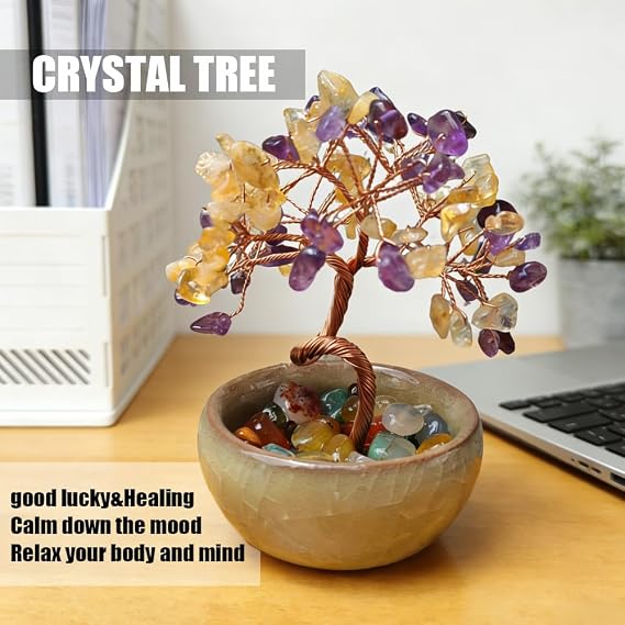 Amethyst and citrine life crystal trees,Room Office Desk lucky decoration
