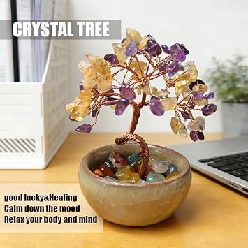 Amethyst and citrine life crystal trees,Room Office Desk lucky decoration