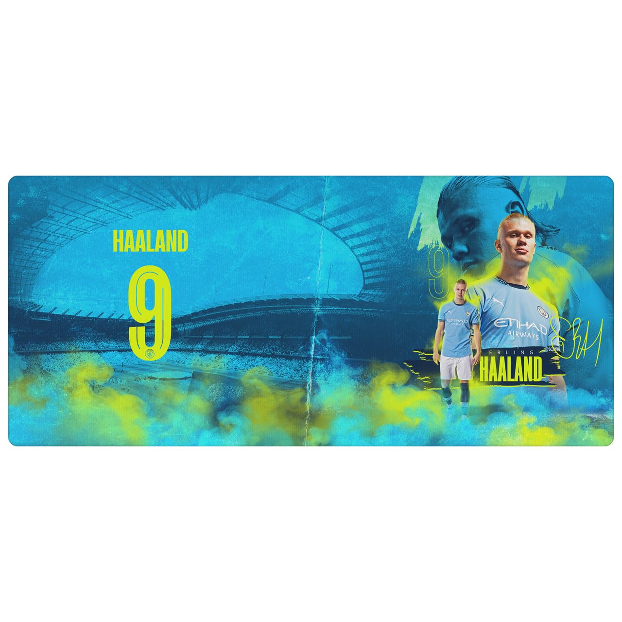 Head Case Designs sous Licence Officielle Manchester City Man City FC Haaland Kits et Joueurs avec Blason 37.4 x 15.75 x 0.16 inches (900 x 400 mm) - XL Tapis De Souris pour Jeux Bureau PC Clavier