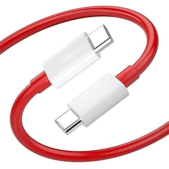 Sounce One Plus 65W Warp Charge Type C to Type C Cable 6.5A Fast Charging Data Sync compatible with OnePlus 8T 9 9 Pro 9R 9RT 10R Nord All Type C Devices Supports PD 3.0 QC 3.0 1 Meter (Red)