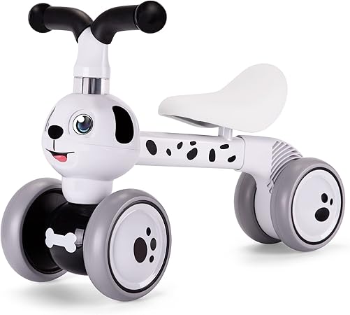 YGJT Baby Balance Bike Toys for 1 Year Old, Birthday Gifts for Boys and Girls, Silent Wheels & Non-Pedal Baby Walker Riding Toys for 10-36 Months Toddlers, Kids First Bike Gifts Spotty Dog