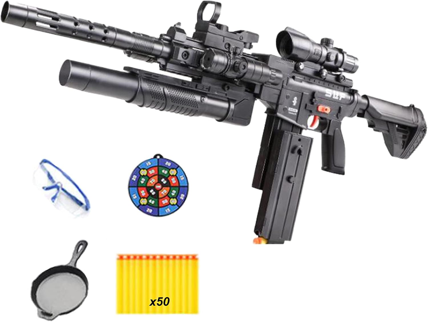 Amazon Co Jp M416自動おもちゃ銃 50ラウンドのソフト弾丸を備えた子供のおもちゃのフォームブラスター 目標 ゴーグルとパン 6 12歳の子供への最高の贈り物 Black おもちゃ