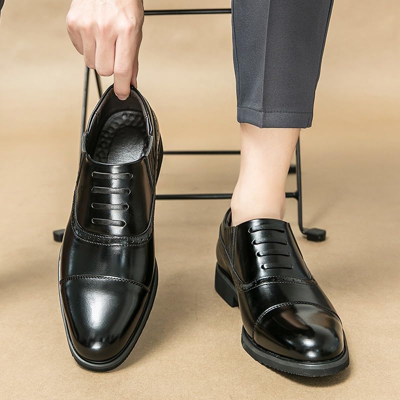 Fashion Men's Dress Shoes Luxury Leather Lace-Up Brogue Casual Business Low Top Anti-Slip3