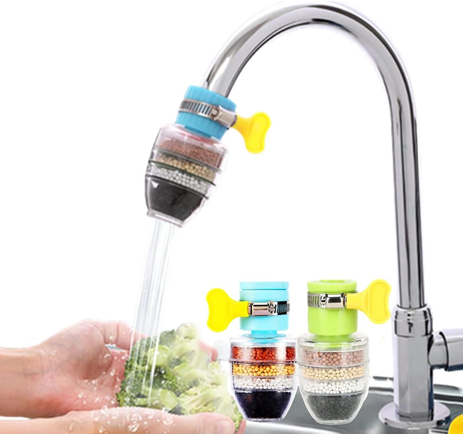 VANT KEVIN 2 PCS Activated Carbon Water Filter Set, 6 Layer Cartridge, Be Applicable 1/2inch - 3/4inch Faucet