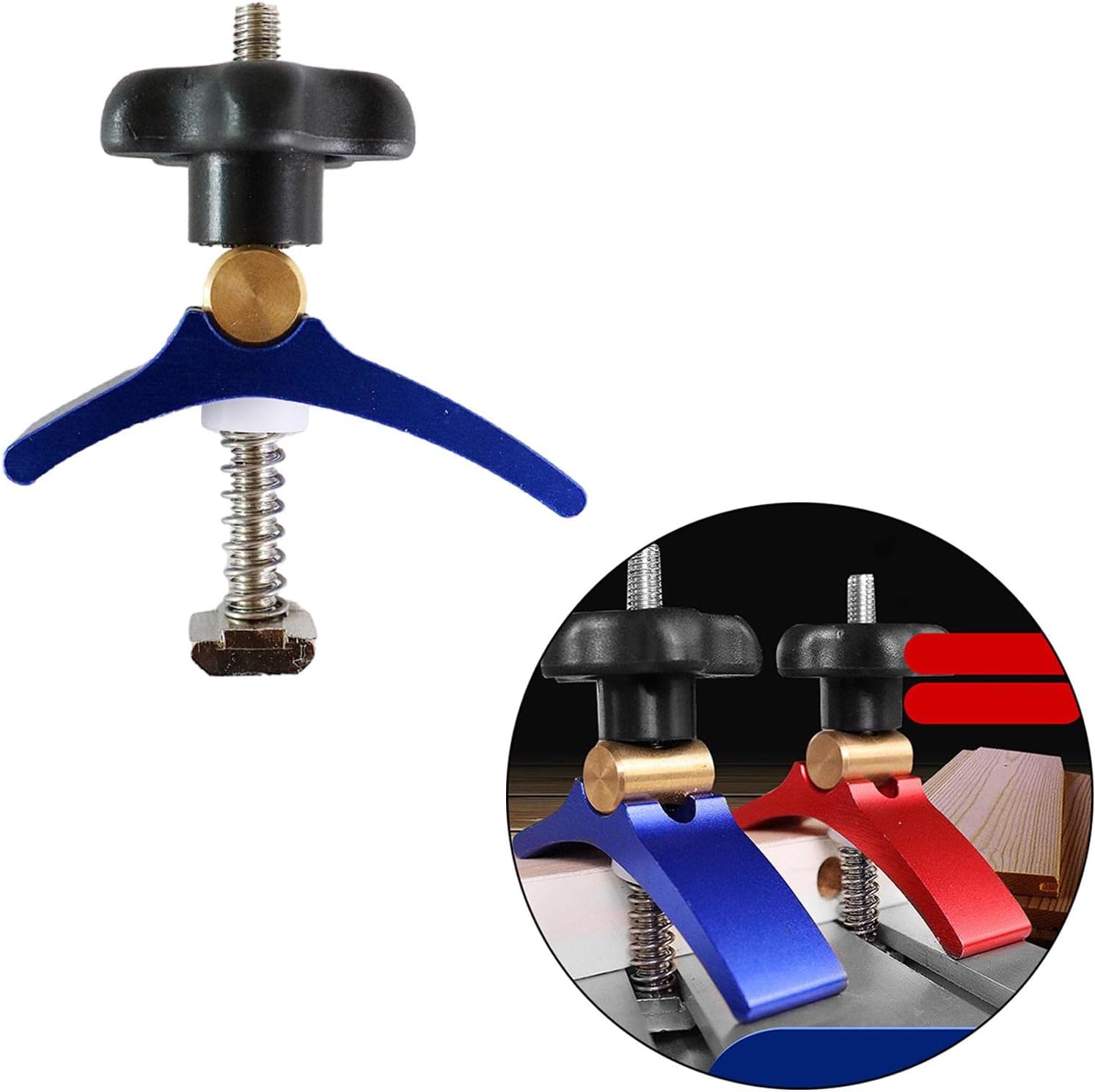 Woodworking T Track Clamping Block Miter M6 Screw CNC Router Machine Pressure Plate Set - Model 20 Blue