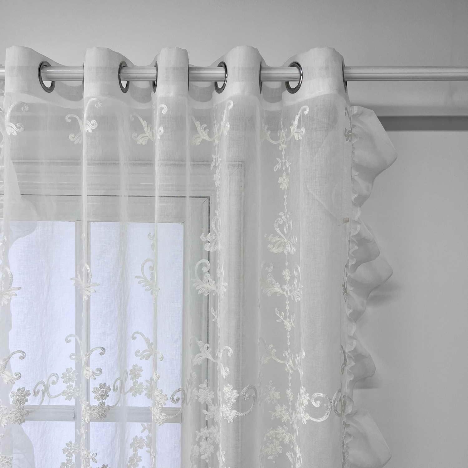 SIMPVALE Tende trasparenti con occhielli in voile trasparente con stampa floreale classica per soggiorno, camera da letto, balcone, 2 pannelli (larghezza 150 x altezza 245 cm, 002# arancione