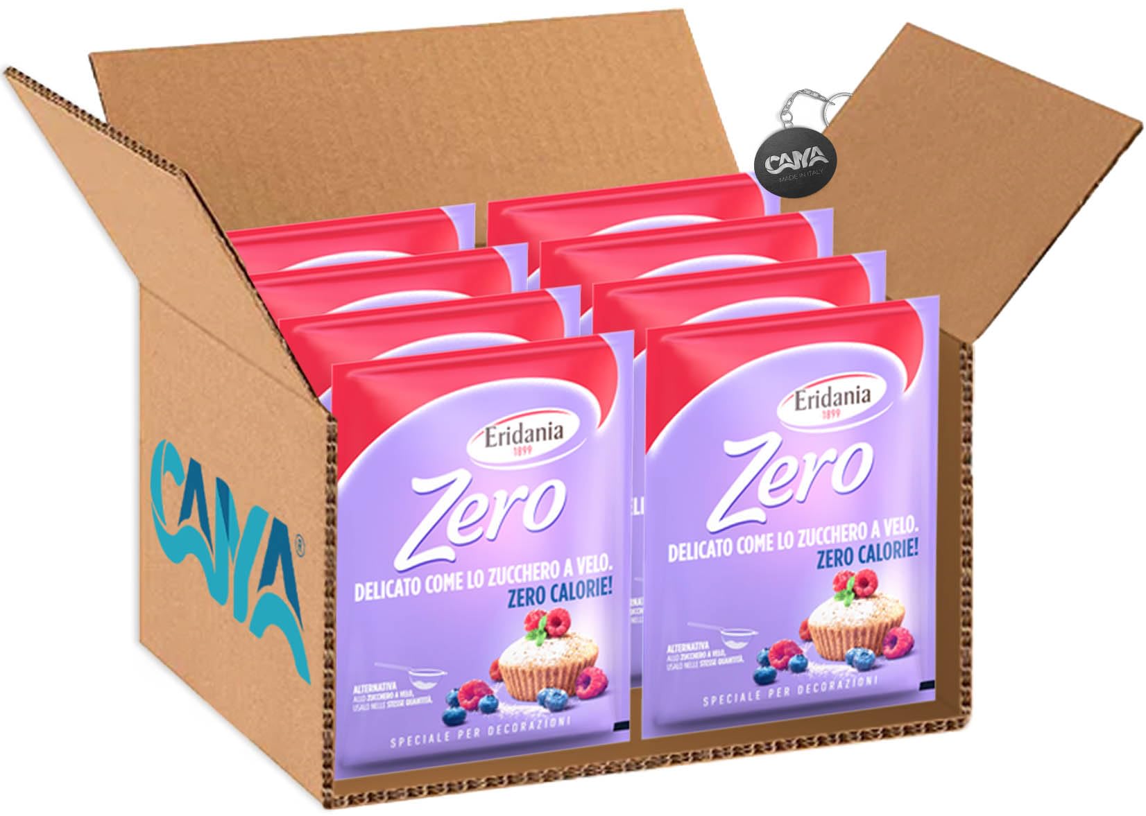 Eridania Zero Zucchero a Velo con Zero Calorie per Glasse e Decorazioni 80g [CAIYA® BOX da 8 Confezioni]
