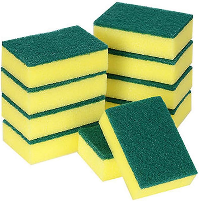 Kitchen Cleaning Sponges, Heavy Duty Non-Scratch Scrub Sponges for Dishes, Bathroom, Car Wash, All-Purpose Pad Scrubbing Bubbles Cleaner, Pack of 10