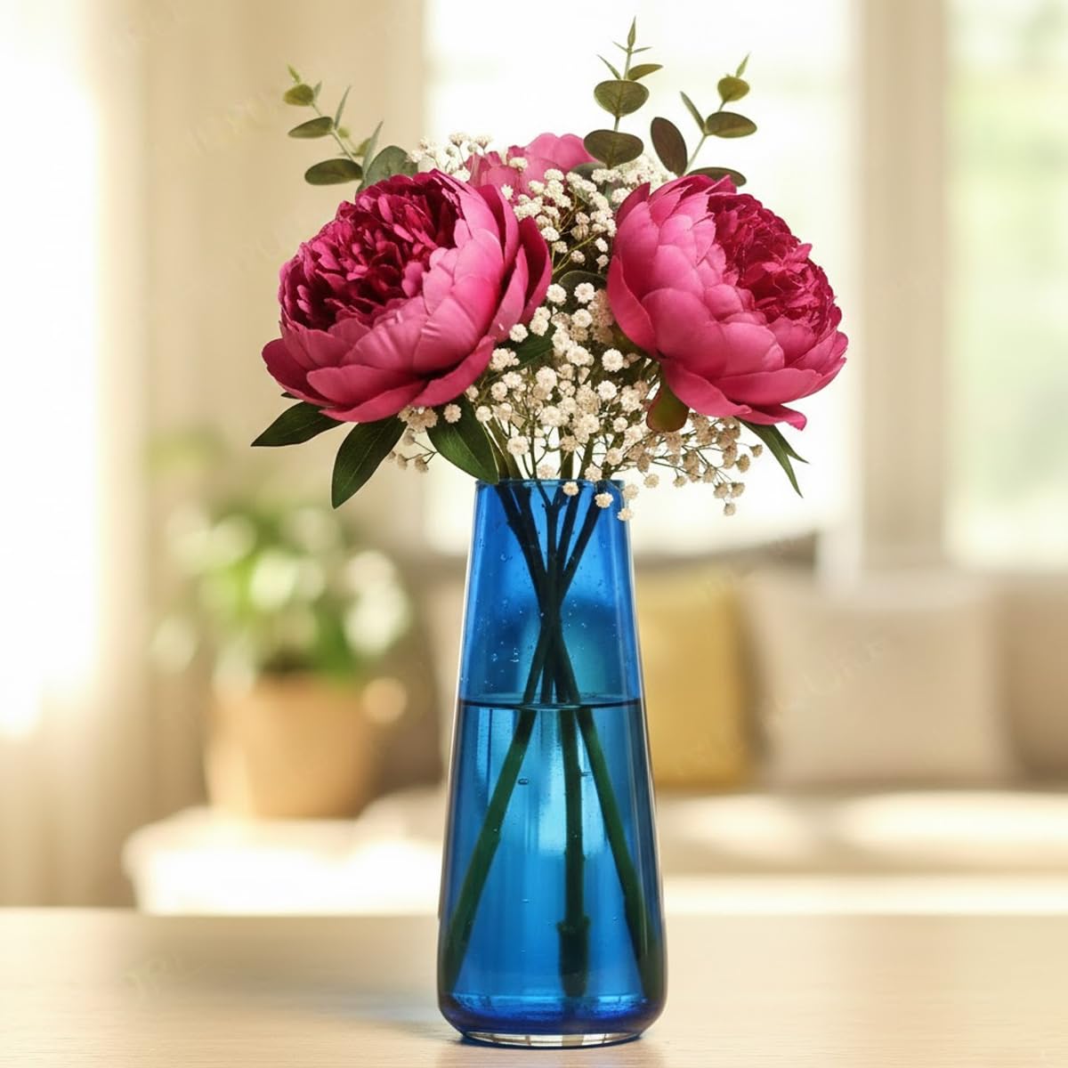 BENAVJI Tapered Glass Vase for Home Decor Center Table Bedroom Living Room and Office Decoration Luster Glass Vase, Decorative vase, Diwali Gift Pack of 1 (1, Blue)-image-24