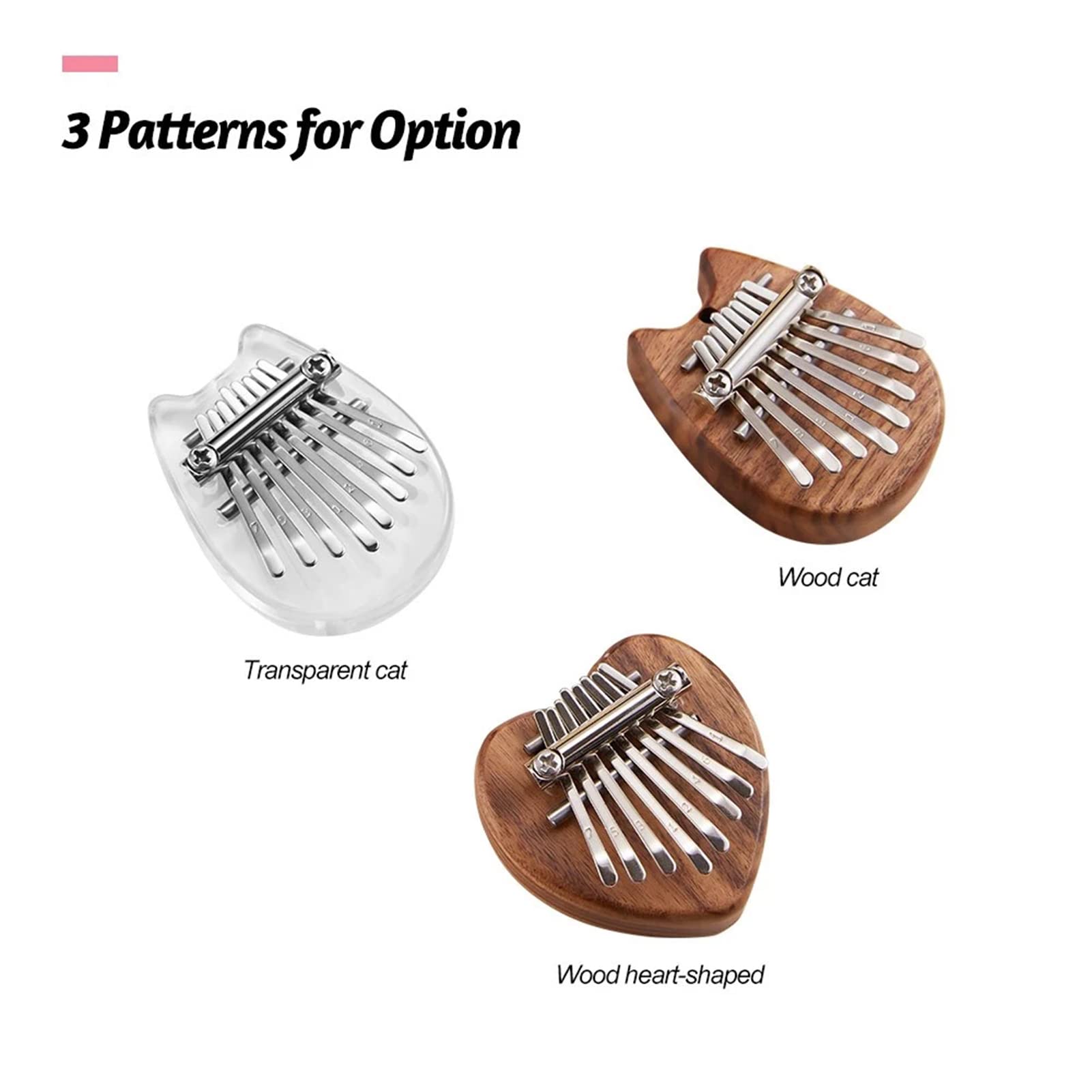 Mini Kalimba Piano 8 Key - Crystal Cat Shape Portable Finger Instrument ...