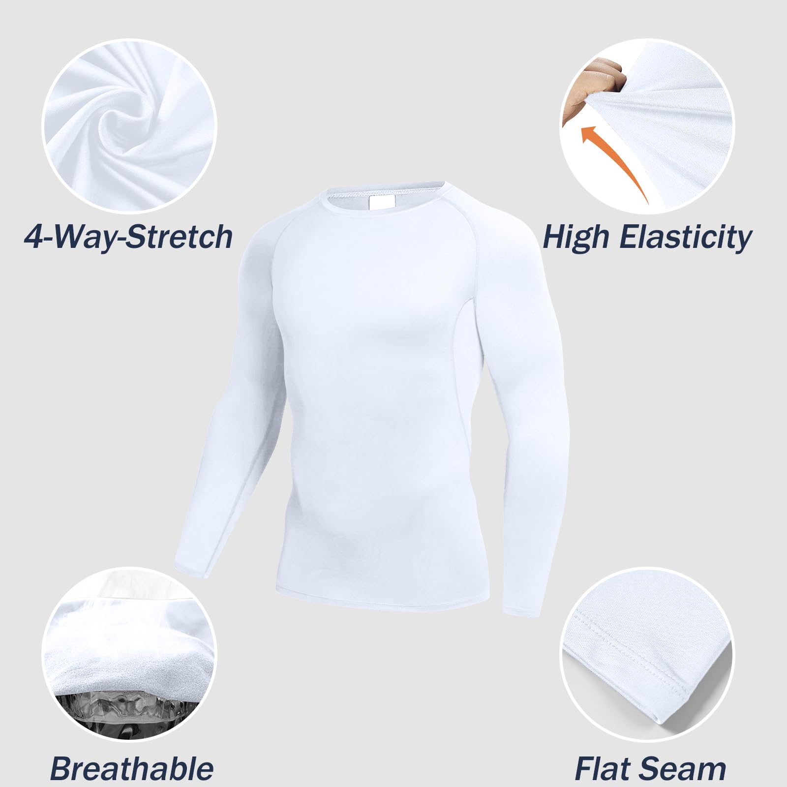 NuCamper Camiseta de Compresión de Manga Larga para Hombre, Base Layer para Correr Transpirable Secado Rápido Camiseta de Manga Larga para Running Gym Ciclismo Camisa
