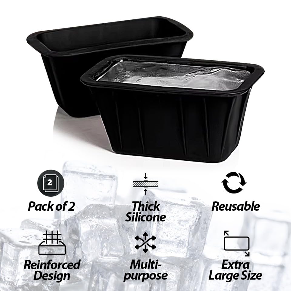 Molde Grande para Cubos de Hielo, Pack 2 Piezas, Silicona miniatura 5