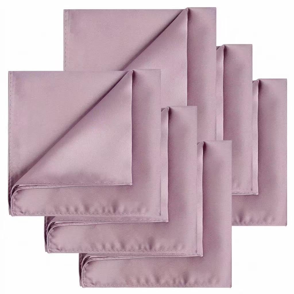 KissTies 6PCS Satin Pocket Square Plain Color Handkerchief Gift Set