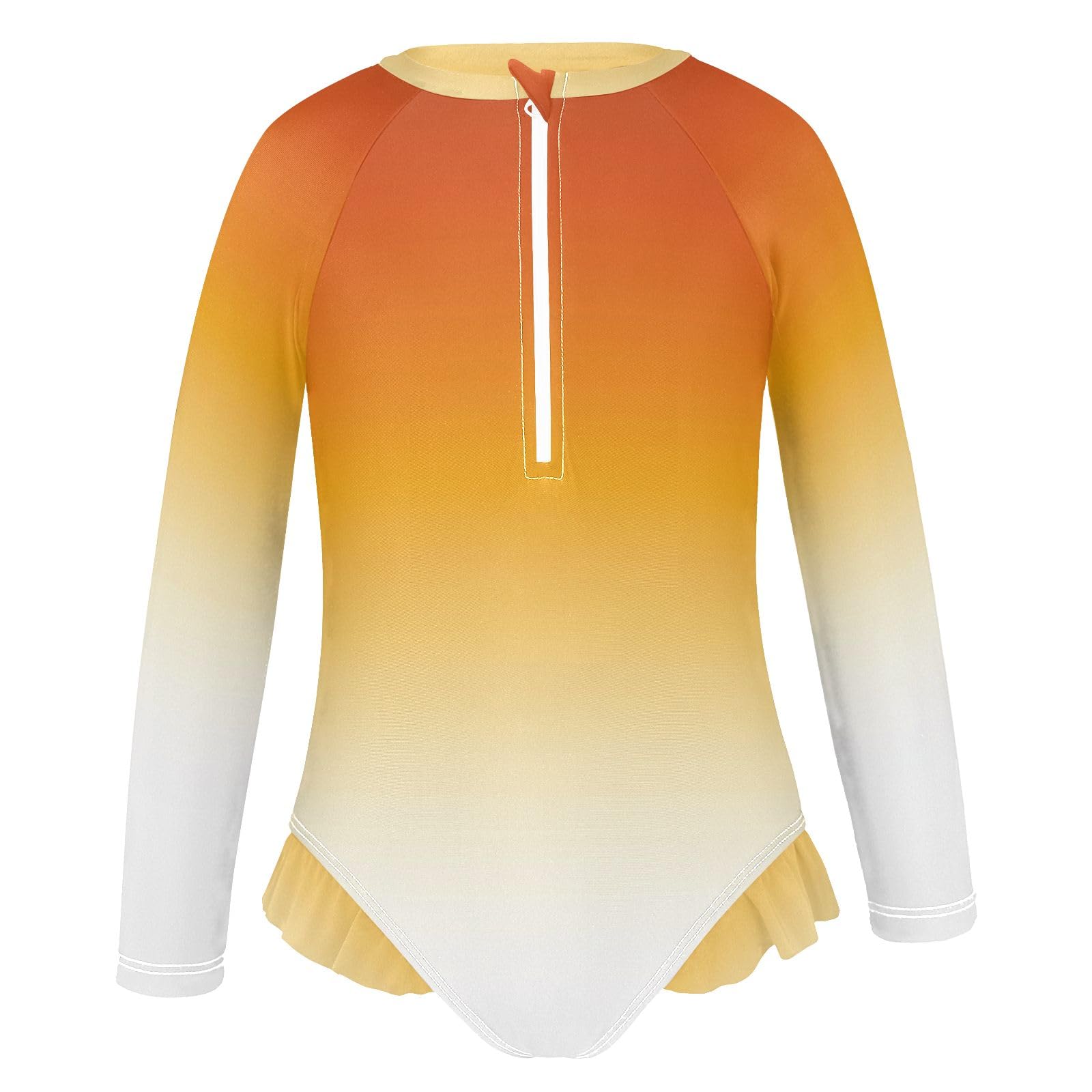 ALAZA Swimsuit for Girls Long Sleeve Rashguard Bathing Suit Gradient Orange to White Quick Dry 4T