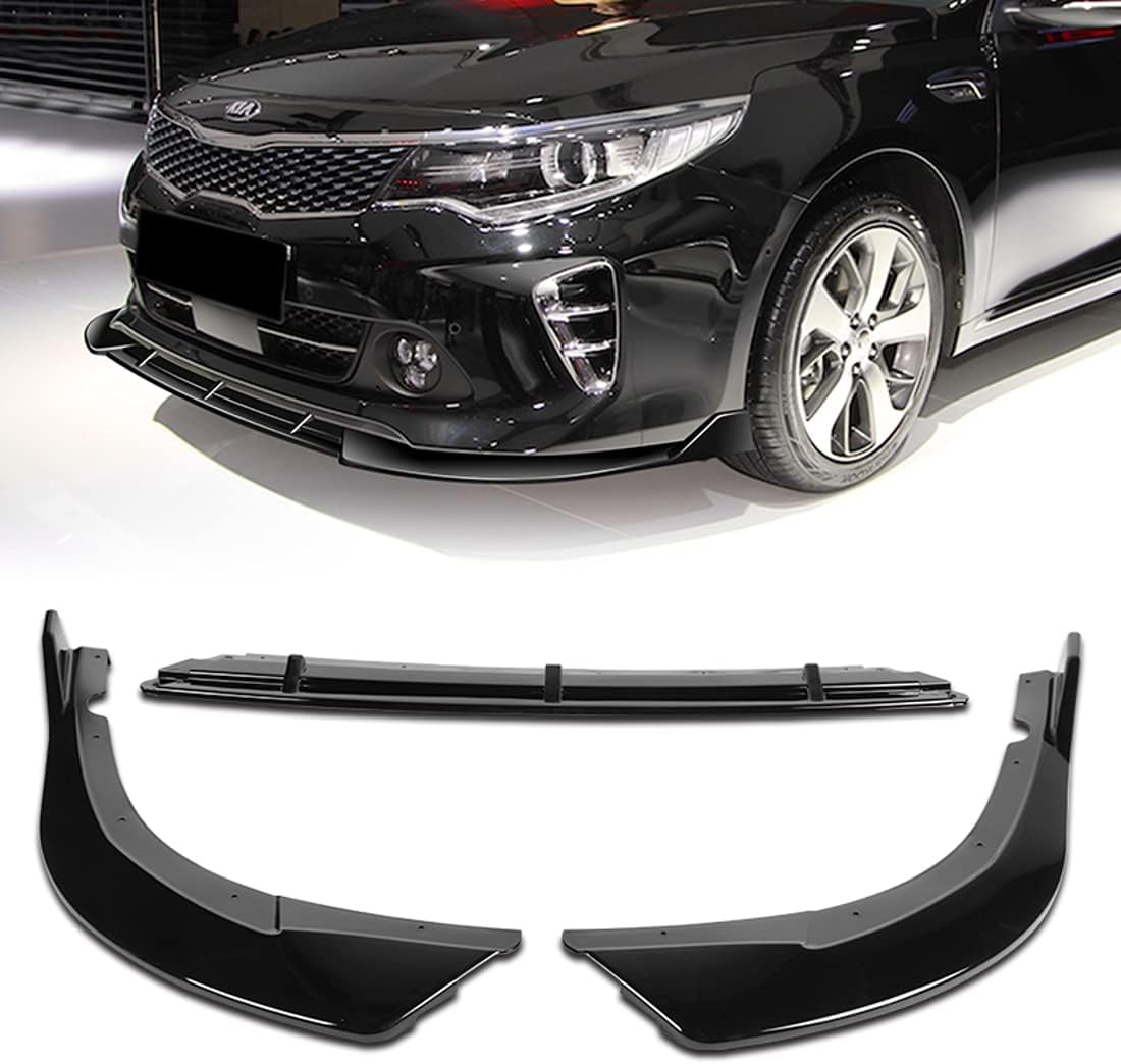 Front Bumper Lip fit for compatible with 2016-2018 Kia Optima SX/SXL/S Model Only, Front Bumper Lip Spoiler Air Chin Body Kit Splitter Painted Glossy Black ABS, 2017 (STP-Style)