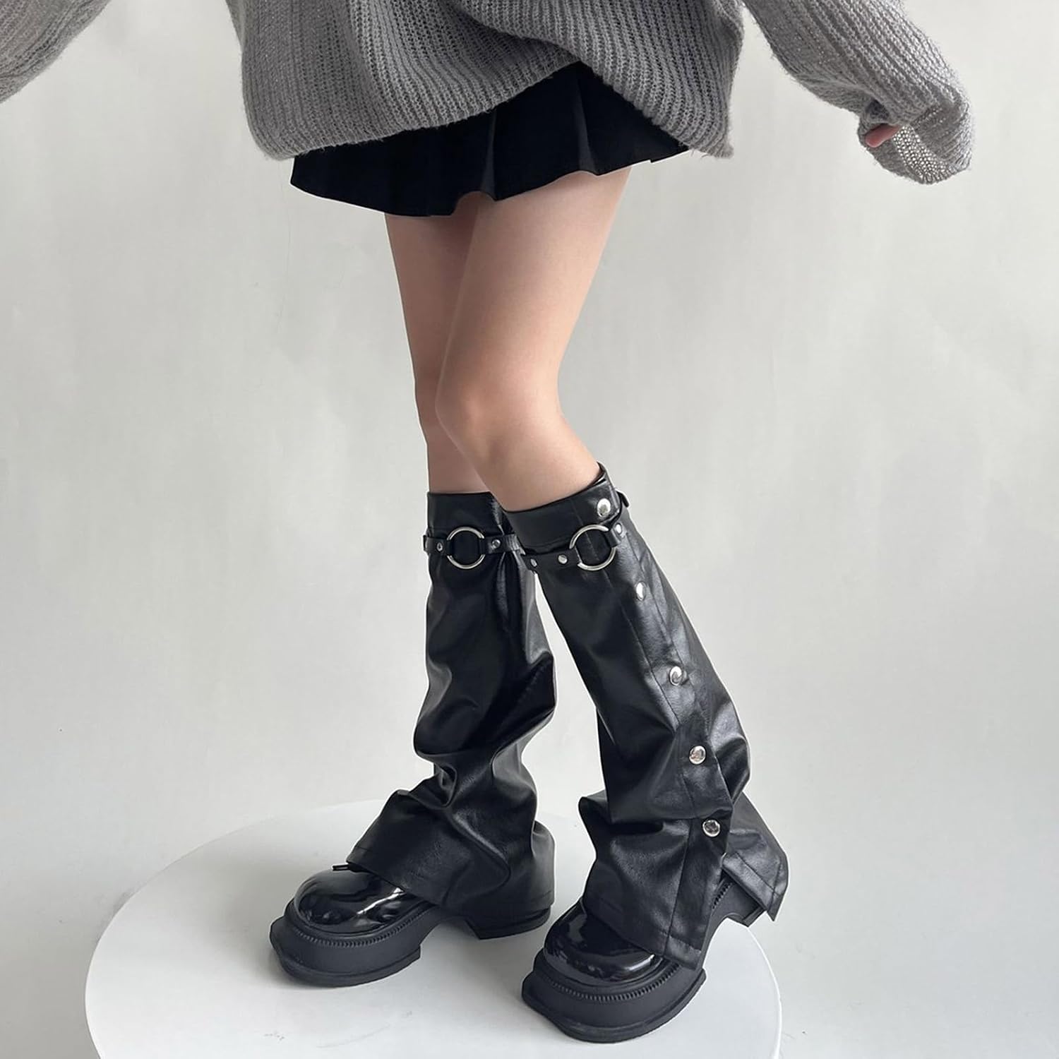 Women Girls Rock Punk Long Leg Warmers Knee High Boot Stockings Winter Warm Sover Socks Rock Punk Warmers