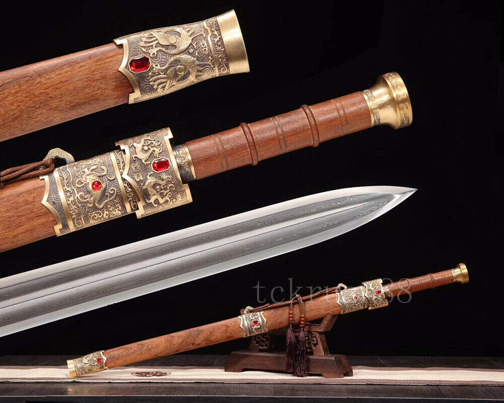 YL Sword Chinese Sword Han Dynasty Jian? Handmade Folded Steel Blade High-Grade Rosewood