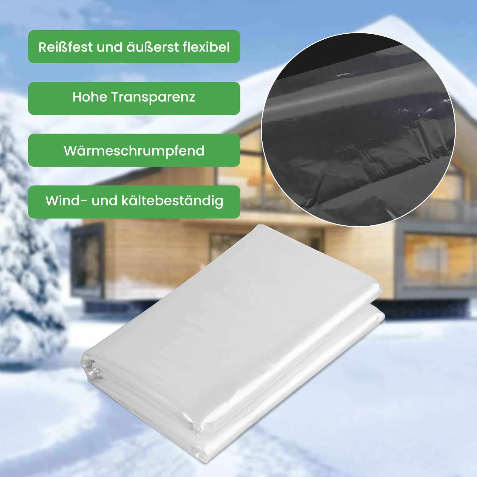 Thermo Cover Fenster Isolierfolie 2x11m – Fensterisolierfolie mit 2 Rollen Thermoklebeband (1.5cm x 13m) – Transparente Wärmedämmfolie gegen Kälte, Zugluft & Kondenswasser – Selbstschneidend - Image 3