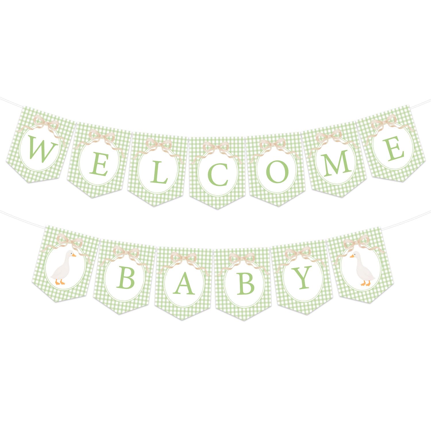 Silly Goose Baby Shower Banner Welcome Baby Sign Green Bow Tie Banner